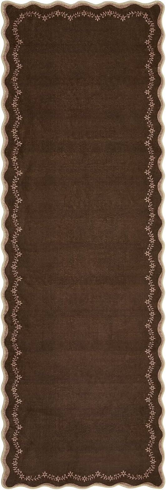 GarveeHome 2.5x8 Scalloped Washable Runner Rug Non Slip Hallway Kitchen Rug | by GarveeHome