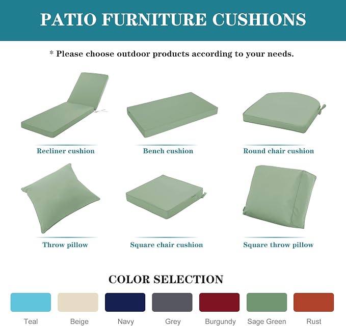 Chaise Lounge Cushion for Outdoor Furniture, Waterproof Fade and Tear Resistant - Image 9