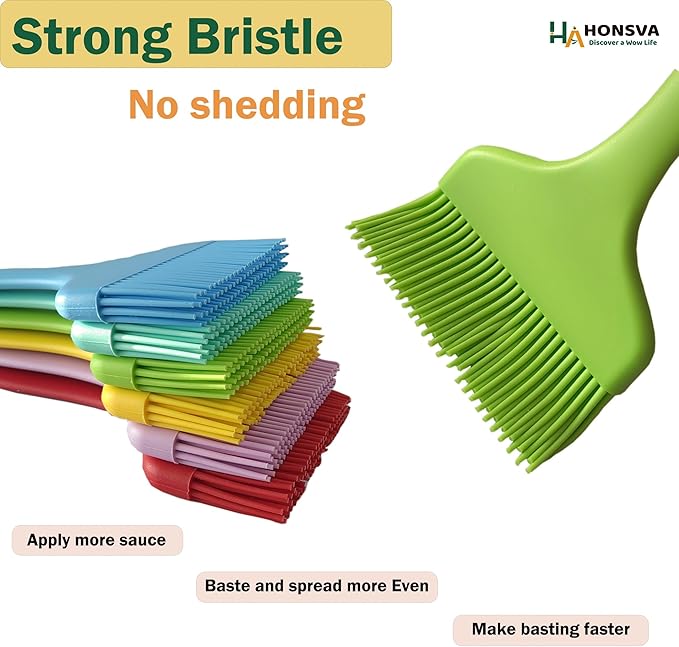 Widened Silicone Pastry Basting Brush 2 Pcs, One-Piece Design, W/3.5", Heat Resistant Kitchen Brush for Baking, Grilling, Saucing Oil, BBQ Sauce, Marinade etc, Dishwasher Safe,Yellow&Green