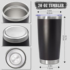 20 oz Tumbler Coffee Tavel Tumblers Bulk with Lid Stainless Steel Double Wall Vacuum Insulated Mug Powder Coated Cups fit Car Cupholder for Hot and Cold - Black, 4Pack