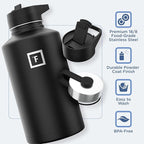 IRON °FLASK Camping & Hiking Hydration Flask with 3 Lids - Stainless Steel, Double Walled & Vacuum Insulated Water Bottle - Leak Proof & BPA Free (Day & Night, Straw - 64 oz)