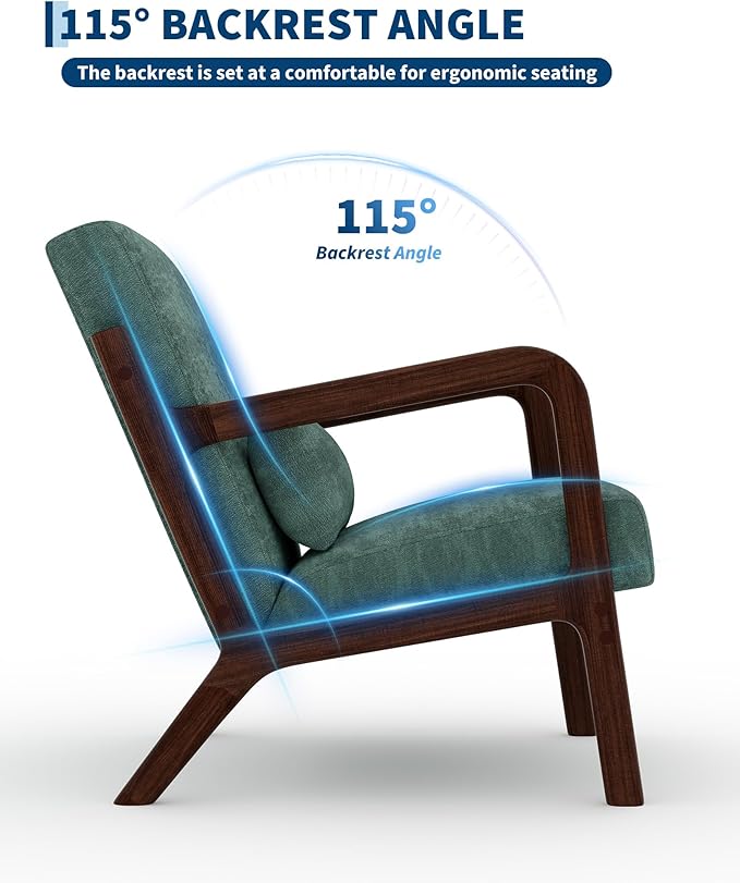 Garvee Mid-Century Chenille Accent Chair Set of 2, Cozy Reading Chair, Modern - Image 5