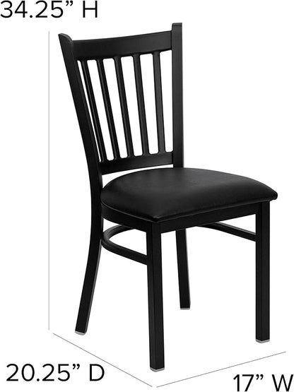 Flash Furniture 4 Pack HERCULES Series Black Vertical Back Metal Restaurant - Image 3