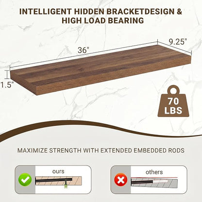 Acovy 36 Inch Floating Shelves, Wooden Shelves - Image 3