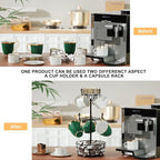Visentor Rotatable Metal Coffee Mug Rack - 3 Tier Holder with 10 Hooks, Cup Pods & Saucer Basket for Bar Kitchen Counter - Black