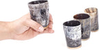 Ox Horn Shot Glass Set of 4 – Handcrafted Viking Cups with Unique Engraved Design – Cool Norse Horn Shot Glasses for Ancient Age Whiskey, Mead & Spirits – Rustic Gift for Men, Barware Collection