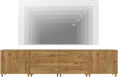 WAMPAT TV Stand Cabinets for 120+ Inches TVs, 4-in-1 Wood Media Console Table - Image 4