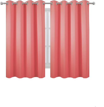 Coral Blackout Curtains 52 x 54 Inch Length/Set of 2 Curtain Panels/Thermal - Image 2