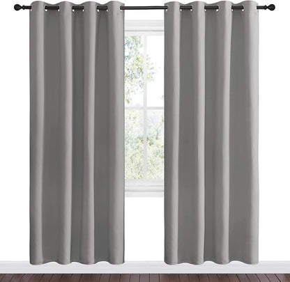 NICETOWN Silver Grey Room Darkening Curtain Panels 78" Long - Image 2