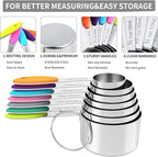 TILUCK Measuring Cups and Spoons Set, Stainless Steel, Kitchen Utensils for Cooking and Baking (12, Colorful)