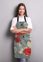 Poppy flowers Bib Apron with Adjustable Neck for Men Women,Suitable for Home Kitchen Cooking Waitress Chef Grill Bistro Baking Apron