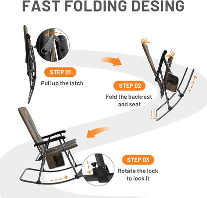 TIMBER RIDGE Outdoor Folding Rocking Chair, Hard Armrests - Image 9