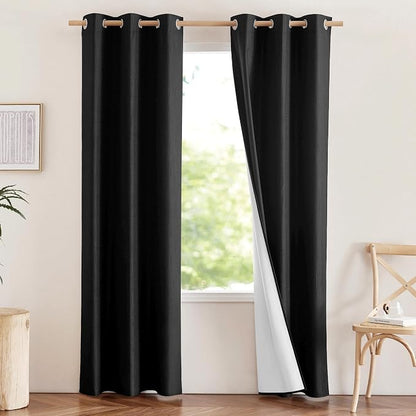 NICETOWN Vintage Open Linen Weave Flax Thermal Curtains, 100% Blackout Curtains by NICETOWN