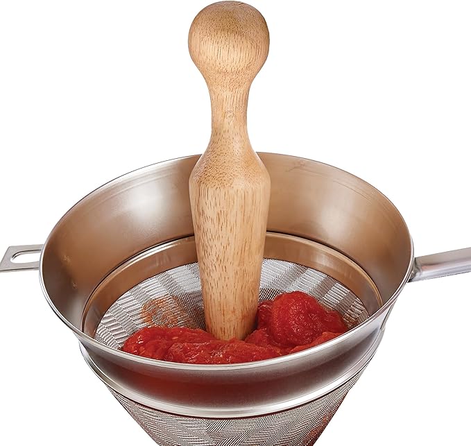 HIC Kitchen Pestle for Chinois, Cone-Shaped, Wood, 8-Inches