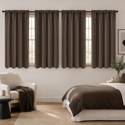 MIULEE 4 Panels Set Chocolate Brown Blackout Curtains 63 Inch Long Bedroom | by MIULEE