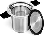 Tifanso Stainless Steel Tea Infuser Steeper Strainer for Loose Leaf Tea, Fine Mesh Reusable Diffusers Ball Bag Filter Holder with Heat Proof Handles for Teapots, Mugs, Cups