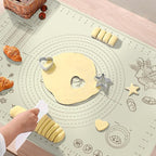 Silicone Baking Mat 28" x 20", Extra Thick Silicone Pastry Mat with Measurements and Edge Heightening, Non-stick Food Grade Dough Rolling Matfor for Pastry, Bread, Cookies, Pizza, Fondant, Pasta