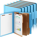 12 Pcs Classification Folders Letter Size, Back to School Supply for Teacher, Student, 3 Dividers Pressboard File Folder Bulk with 2 Fasteners, 3.5 Inch Expanding File Organizer (Blue)