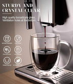 OJA Double Wall Glass Coffee Mugs Set of 4, Hand Blown 12.5OZ Clear Glass Coffee Cups, Insulated Tea Mug, Perfect for Espresso, Cappuccino, Latte, American,Tea Bag, Beverage
