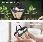 Coffee Permanent Filter for Ninja CFP Dual Brew Models, Reusable Gold Tone Coffee Filter Basket Compatible with Ninja Coffee Makers CFP201 CFP300 CFP301 CFP305 CFP307 (1 Pack)