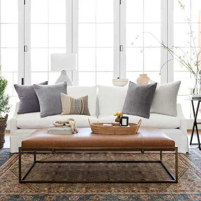 Topfinel Cushion Cover 50x50 cm Gray Set of 4 Corduroy Pillow Covers Cushion - Image 4