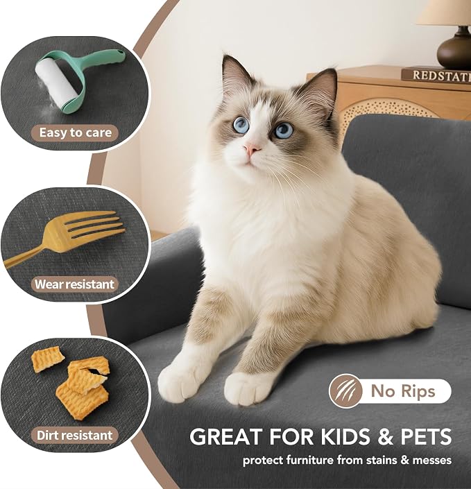 Couch Cover for Dogs, Boho Sofa Covers for 2 Cushion Couch, Chenille Sofa - Image 3