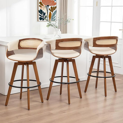 Set of 3 Rattan Swivel Counter Stools by KUNZENTLIVING