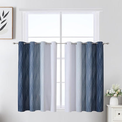 Navy Blue and Greyish White Blackout Curtains by ESTELARTEXTILER