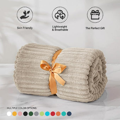 BEDELITE 3D Ribbed Jacquard Linen Fleece Twin Blanket - Image 4
