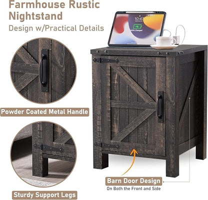 OKD Farmhouse Nightstand Set of 2, 18 Inch Rustic End Table - Image 5