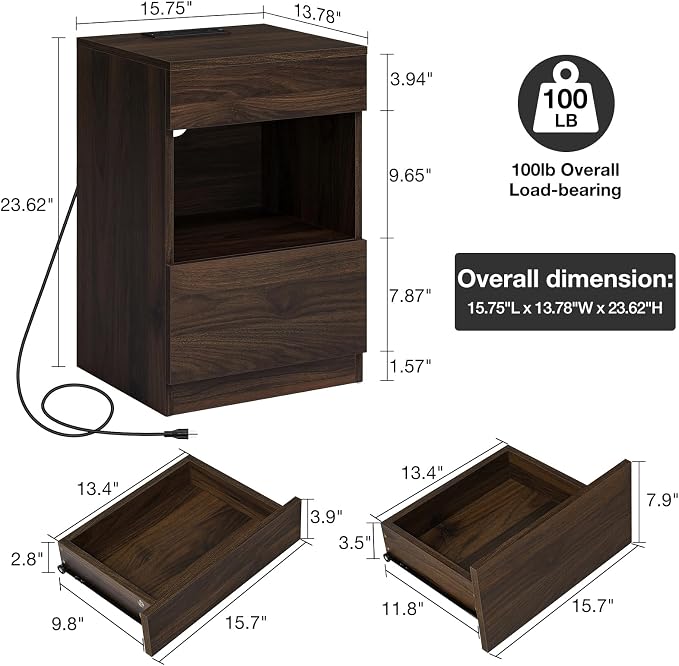 HOMMPA Open Shelf LED Nightstand - Image 2