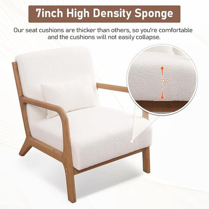 ANJ Mid Century Modern Accent Chair, Single Fabric Lounge Reading Armchair - Image 3