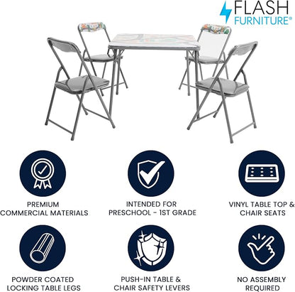 Flash Furniture Mindy Kids 5-Piece Folding Square Table and Chairs Set - Image 3