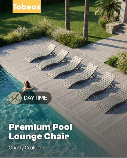 Folding HDPE Pool Lounge Chairs Set of 4, Pre-Assembled Outdoor Chaise Lounge - Image 9