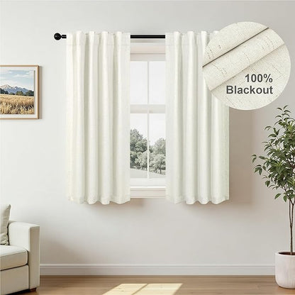 Pitalk 100% Blackout Short Linen Curtains - Image 2