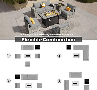 ovios 7 Pieces Patio Furniture Set, Outdoor Wicker Sectional Sofa - Image 7