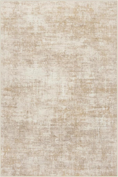 5x7 Area Rugs for Living Room: Washable Abstract Beige Badroom Carpet | - Image 4
