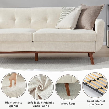 Kingfun 77.2" W Loveseat Sofa, Mid Century Modern Decor Love Seat Couches - Image 5