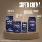 Lavazza Super Crema Whole Bean Coffee, Medium Espresso Roast, Arabica and Robusta Blend, 2.2 lb Bag, Package May Vary (Pack of 1)