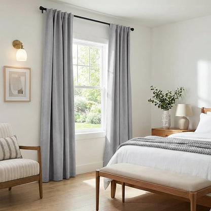 INOVADAY 100% Blackout Curtains 96 Inches Length 2 Panels Set, Back Tab/Rod - Image 6