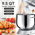 9.5 Qt Stand Mixer, 10-Speed Tilt-Head Food Mixer, Vezzio 660W Kitchen Electric Mixer with Stainless Steel Bowl, Dishwasher-Safe Attachments for Most Home Cooks(Silver)