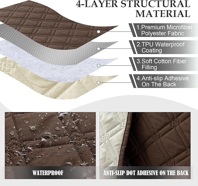 Genina L Shape Couch Cover, Sectional Couch Chaise Covers, Waterproof Washable - Image 4