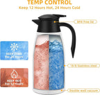 68oz Thermal Coffee Carafe, 2 Pack Airpot Insulated Coffee Urns Stainless Steel Vacuum Thermal Pot Dispenser for Coffee, Hot Water, Tea, Hot Beverage - Keep 12 Hours Hot, 24 Hours Cold (White)