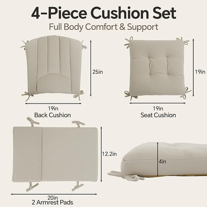BALAPET Wingback Rocking Chair Cushion Set of 4, Ergonomic High Back Cushion - Image 2