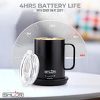 SMLDR Pro Heated Mug, 14 oz Smart Coffee Mug, Self-Heating, Adjustable Temperature, Battery Powered, Great for Coffee & Tea, Excellent Gift (Black)