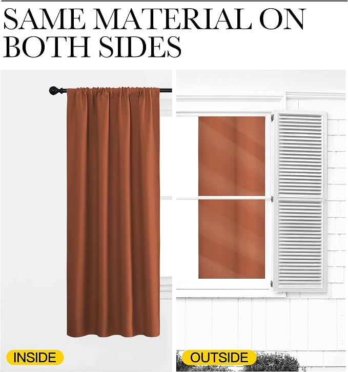 NICETOWN Blackout Curtains for Bedroom, Burnt Orange, 1 Pair, 70 by 63-inch - Image 5