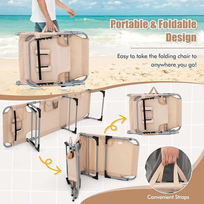 Goplus Tanning Chair, Folding Adjustable Patio Lounge Chair - Image 5