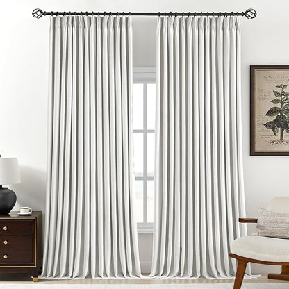 Pinch Pleated Linen Curtains 100% Blackout 102 Inches Long by AUSSPVOCT