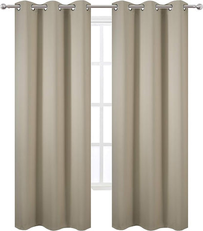Beige Blackout Curtains/42 x 84 Inch/Set of 2 Panels Room Darkening Curtains - Image 2