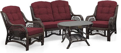 Malibu Lounge Loveseat Sofa Natural Rattan Wicker Handmade Design - Image 4